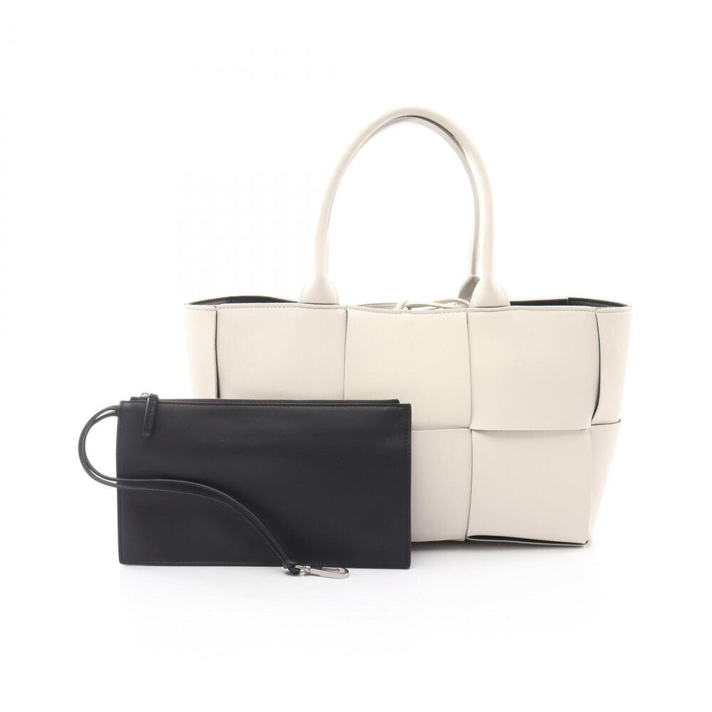 Bottega Veneta Arco Maxi Intrecciato Tote Bag Handbag Leather Women's White